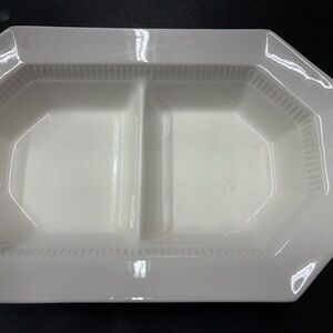 White Divided Ceramic Serving Dish/made in Japan